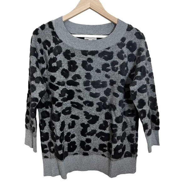 Loft • Gray Leopard Print Sweater - Picture 1 of 5